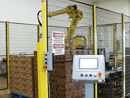 robotic palletizer with small footprint, robotic palletizer, robotic palletization, robotic palletizing system, robotic palletizers, robotic palletizing arm, palletizier, automatic palletizer, palletization