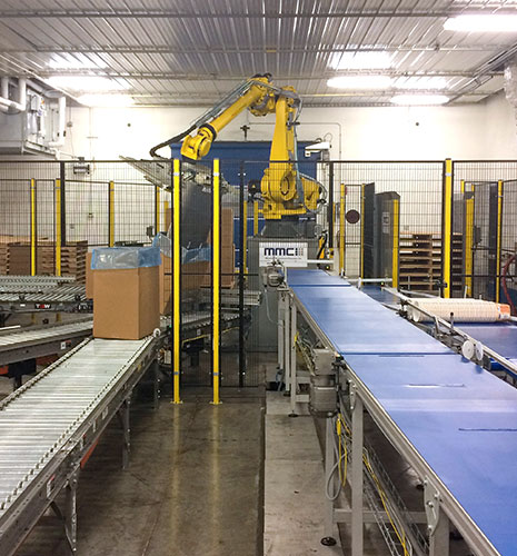 Robotic Case Packing Systems from MMCI Robotics, robotic palletizer, robotic palletization, robotic palletizing system, robotic palletizers, robotic palletizing arm, palletizer, automatic palletizer, palletization