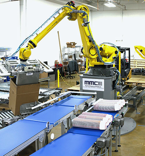 Comprehensive Robotic Case Packing Solutions from MMCI Robotics, robotic palletizer, robotic palletization, robotic palletizing system, robotic palletizers, robotic palletizing arm, palletizier, automatic palletizer, palletization